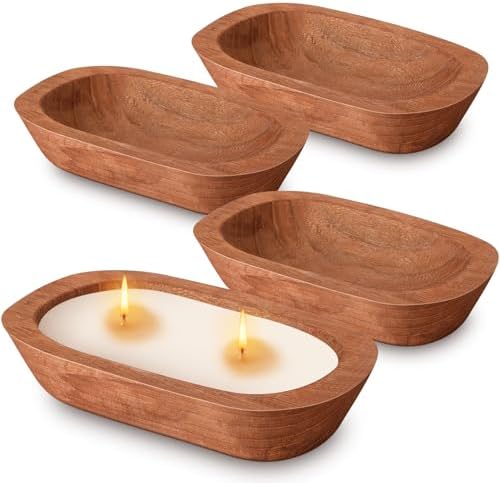 FoldTier 4 Pcs Wooden Dough Bowl Bulk, Brown, 10'' X 6'' X 2'', Classic by FoldTier