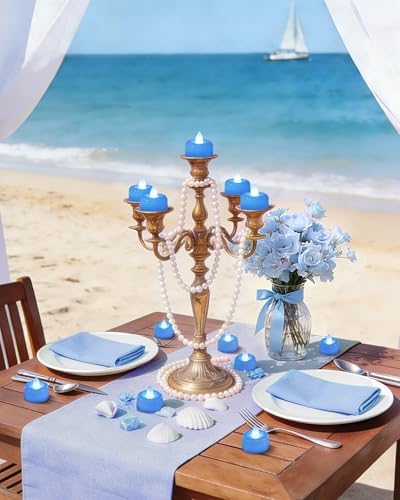 Amagic 24Pack Light Blue Fake LED Tea Lights Candles Battery Operated - Image 3