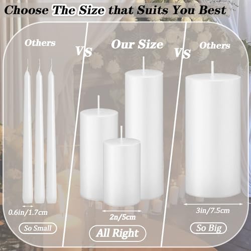 18 Pcs White Pillar Candles Bulk Set，Hurricane Candles，3 Different Lengths 2 x 3/4/6 Inch (6 Each)，Dripless Unscented Smokeless，Gives You a Better Atmosphere When Organizing an Event Party. - Image 3