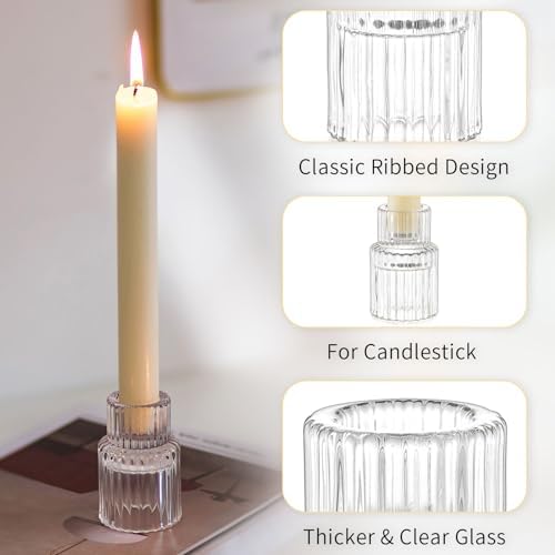 Romadedi Clear Glass Taper Candle Holders, Pack of 10 - Image 5