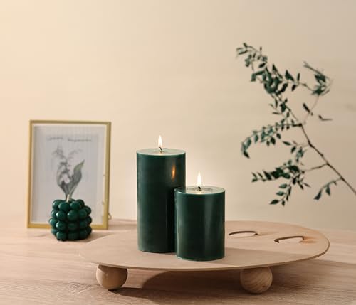 3x4 Inch Dark Green Pillar Candles Set of 3 - Unscented Pillar Candle - Image 3