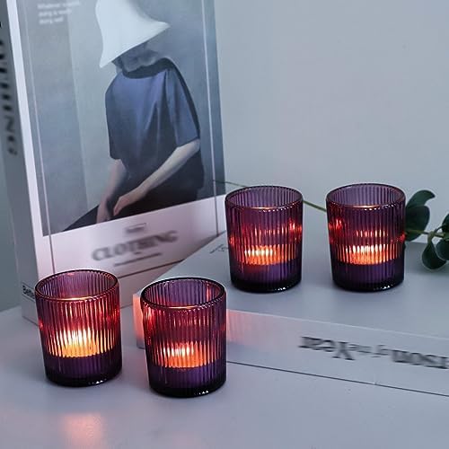 VOHO 12pcs Purple Votive Candle Holders for Halloween Christmas Easter Deco - Image 4