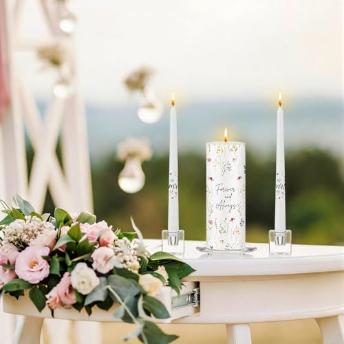 Irenare Unity Candles for Wedding Ceremony with Holder,Wildflower - Image 5