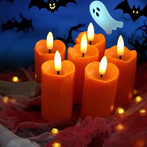 Battery Operated Flameless Votive Candle with Remote and Timer Orange 6 PCS - Image 2