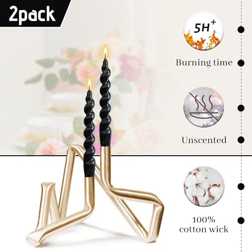 Short Spiral Taper Candles 7.5 Inch Black Smokeless Candle Stick Handmade Unscented Twisted Candlestick for Dinner Home Church Decoration 2 Pcs - Image 3