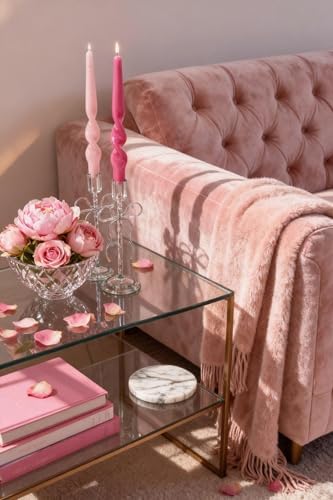 Twisted Taper Candles, 12 Pack 9.5 Inch Hot Pink Babypink Two Tone Spiral Design Decorative Set for Thanksgiving, Wedding Table Decor and Home Styling - Image 5