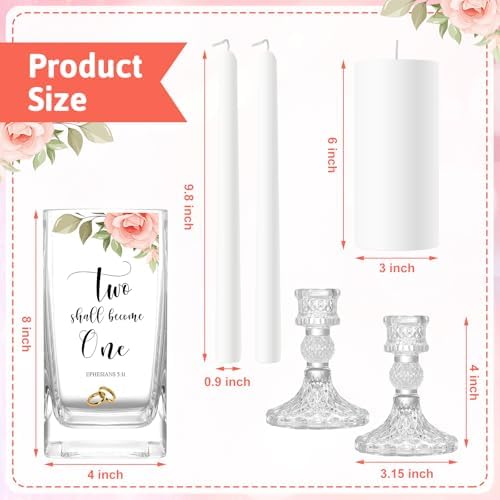 Foldtier 3 Pcs Wedding Unity Candle Set for Church Ceremony, Flower - Image 2