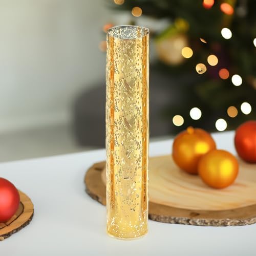 WGVI Hurricane Candle Holder Sleeve, W: 2.5", Ht: 14", Gold Speckled Glass Cylinder Open Both Ends, Chimney Tube Shade, 6 Piece - Image 5