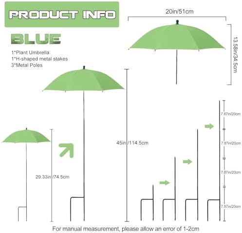 Plant Umbrella Shade For Outdoor Plants Adjustable Height (Green) - Image 2