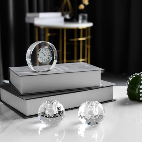 Kitcom Crystal Taper Candle Holders Multiple Faceted Designed Hand Cut Crystal Holders Wedding Banquet Decorations for Home W2.4xH1.8Inches Pack of 2, Comes with Gift Box - Image 4