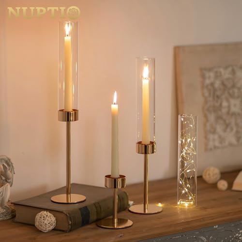 NUPTIO Hurricane Candle Holder for Candlestick, 6 Pcs Gold Candle Holders - Image 3