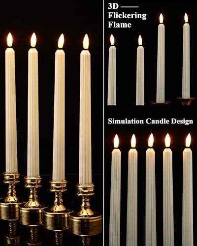 Treela Battery Operated LED Taper Candles,Roman Column,11 Inch,Ivory - Image 3