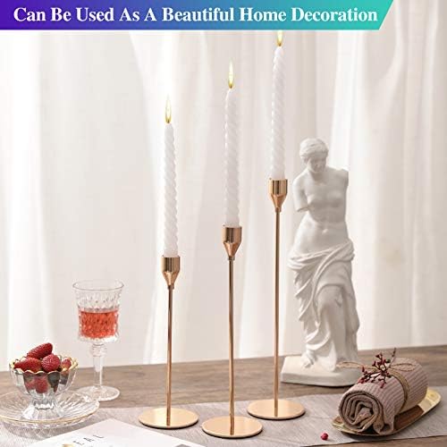 Set of 6 Pink Gold Candlestick Holders Pink Gold Candle Holder Taper Candle Holders Candle Holders Decorative Candlestick Holder for Home Decor, Wedding, Dinning, Party, Anniversary (Gold) - Image 6