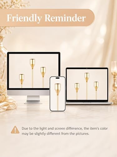 NLBTW Set of 6 Gold Taper Candle Holders, Tall Candlesticks Holder for Dining Table Centerpiece, Fall Decor, Fireplace Mantel & Wedding Gift (Fits 3/4" Thick Candles) | Modern Candle Stick Holder Decor for Mantel Dining Table Centerpiece, 3 Different H... - Image 3