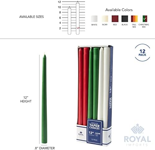 Royal Imports Unscented Taper Candles 12" Christmas 9HR Burn Time Set of 12 - Image 6