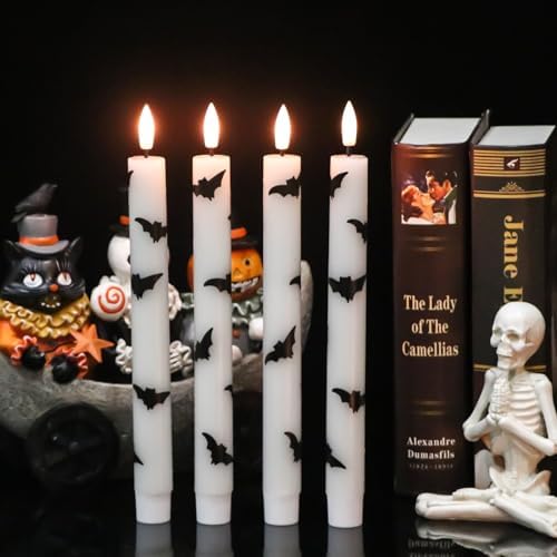 Bats Decal Flameless LED Taper Candles with Remote and Timer - Image 7