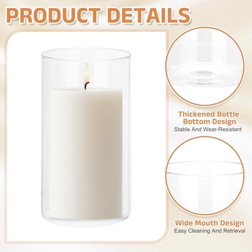 uxcell Hurricane Candle Holder (H:5.9" OD:3.4"), Pillar Floating Candles Holder Clear Glass Cylinder Flower Vases for Table Centerpiece Wedding Party Home Decoration 2Pcs - Image 4