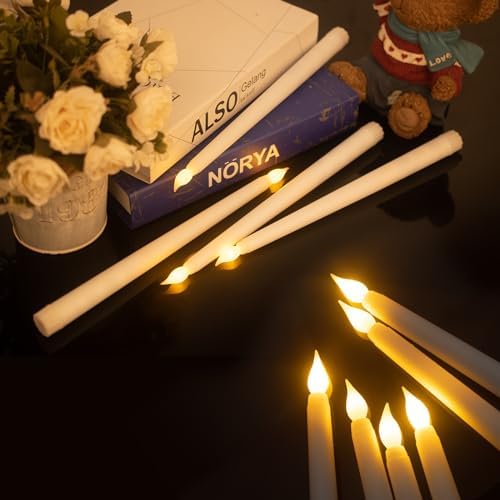 24pcs Flameless Flickering LED Taper Candles Bulk Battery Operated Candles for Christmas Halloween Birthday Wedding Party, (Ivory, 11 inch, 24pcs) - Image 4