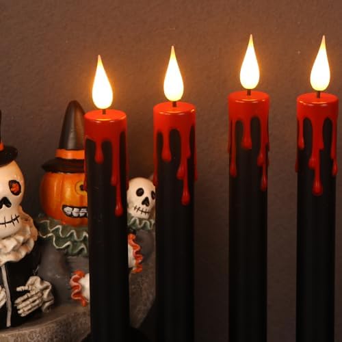 Halloween Black Flameless Taper Candles with Remote Timer - Image 2