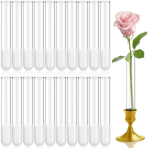 20 Pack 5.9" Glass Bud Vase Taper Candle Holder by Unknown