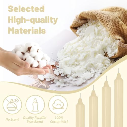 NJAO HOO Ivory Candlesticks 8 Inch Unscented Taper Candle Dripless Handmade Colored Candles for Home Decor Dinner Table Kitchen and Bedroom, 4 Pack - Image 4
