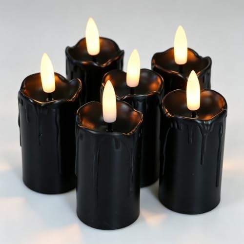 6 PCS Flameless Votive Candles with Timer Battery Operated Black by EZiKitchen