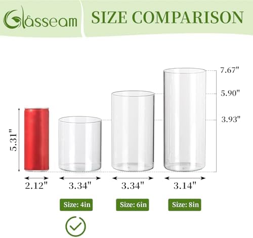 Glasseam Glass Cylinder Vase for Centerpiece, 12Pcs Small Clear Flower Vase - Image 5
