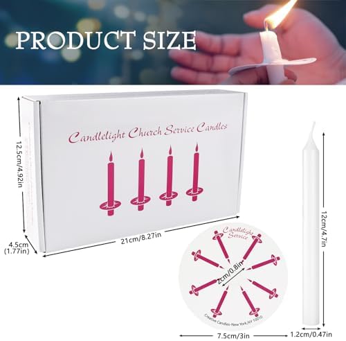 50 Pieces 5-Inch White Unscented Taper Candles with Drip Protectors for Church, Prayer, Shabbat, and Vigil Use - Image 5