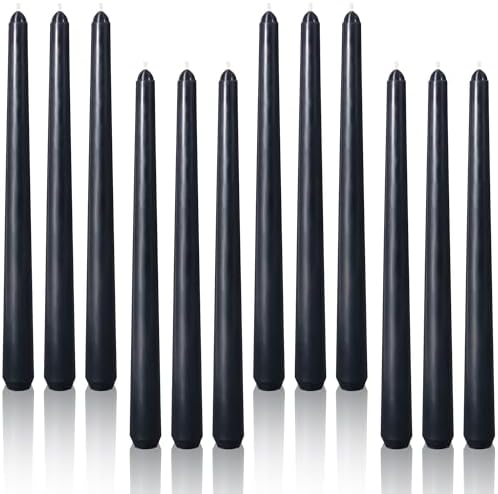 Viyffo Taper Candles, 10 Inch, 12 Pack, Velvet Matt Black – Unscented by Viyffo
