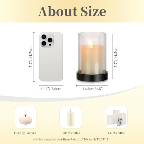 Hewory Hurricane Glass Candle Holders, Pillar Black Candle Holders Set of 2 - Image 6