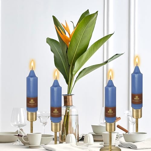 NJAO HOO Dark Blue Short Taper Candle 5 Inch Candlesticks Unscented Dripless Tapered Candle Set for Home Decor Wedding Party Dinner Candles, 4 Pack - Image 2