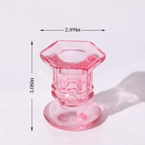 Lanttu 12 Pcs Pink Candlestick Holders Bulk Glass Candle Holders 2.9"x3.08" - Image 2