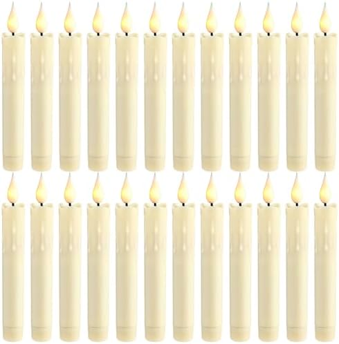Baquler 24 Pcs 6.5" Ivory Flameless Taper Candle LED Stick Battery Operated by Baquler