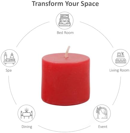 Hosley Set of 72 Unscented Red Votive Candles, 10–12 Hour Burn Time, Long-Burning Candles for Weddings, Events, Home Décor, Spa & Special Occasions - Image 6