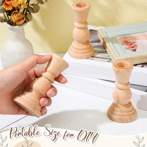 Nitial 12 Pcs Wood Candlesticks Holders - Image 2