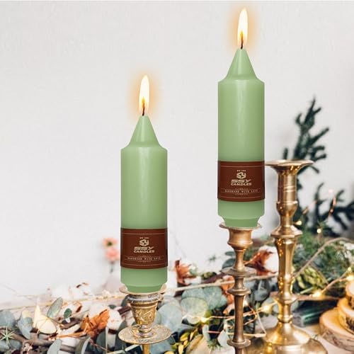 NJAO HOO Light Green Short Taper Candle 5 Inch Candlesticks Unscented Dripless Tapered Candle Set for Home Decor Wedding Party Dinner Candles, 4 Pack - Image 2