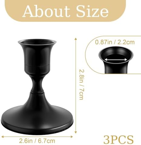 zeochyni Elegant Black Taper Candle Holders for Home Decor, Set of 3 - Image 2