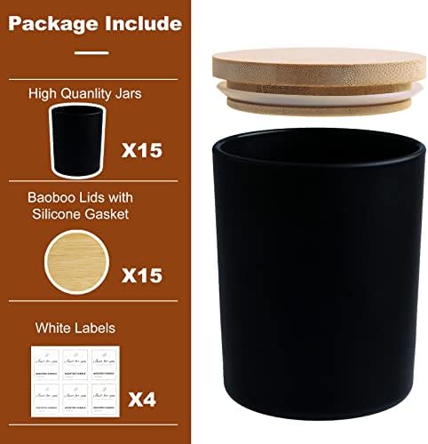 CONNOO 15 Pack 7 OZ Matte Black Candle Jars with Bamboo Lids - Image 3