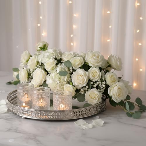 LETINE 16 Pcs Clear Glass Votive Candle Holders, Set of 4 Assorted Embossed Patterns, Tealight Candle Holders Bulk for Wedding Table Centerpieces, Thanksgiving & Party Decorations (2.1” D x 2.56” H) - Image 7
