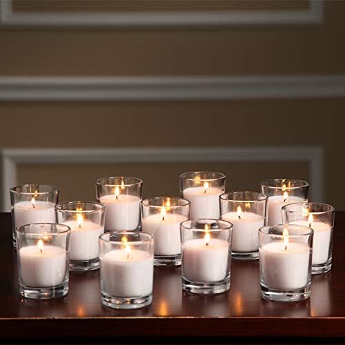 48-Pack Clear Glass Votive Candles – 10–12 Hour Long Burn, Unscented, Ivory, Bulk Set for Weddings, Events & Table Centerpieces – Hosley - Image 2