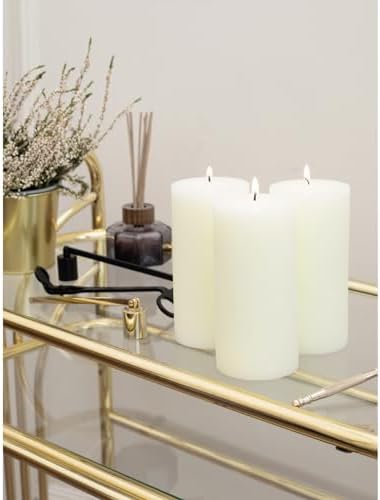 CANDWAX Large Pillar Candles 3x6 Inch – Set of 3 Unscented Dripless Ivory Candles, Rustic Style for Weddings, Home Interior, Events - Image 5