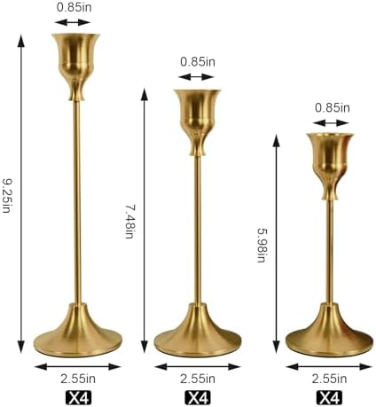 NLBTW 12 Pcs Brass Gold Candle Holder Bulks for Wedding Party Decor - Image 3