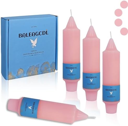 Handmade Unscented Taper Candles Slow Burn Blush Pink Candle 5 Inch Short Candle Sticks Smokeless Unique Candlesticks for Weddings Gifts Home Decoration 4 Pcs by BALEAGCDL