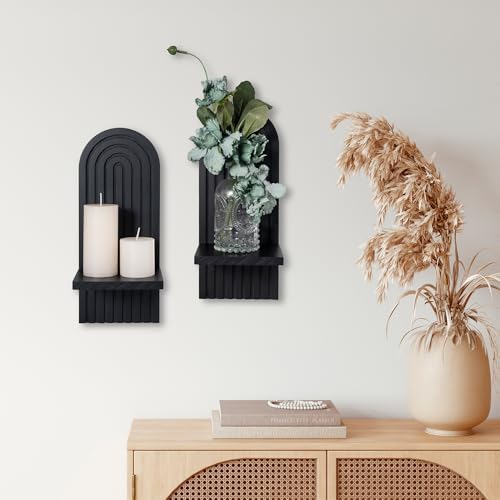 Yorkmills Sconces Wall Decor Set of 2, Wall Candle Holder Black Wall Art - Image 4