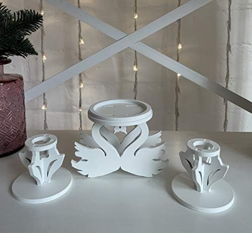 Wooden Unity Candle Holder – Solid Triple Candle Stand – Handcrafted from Natural Wood – Painted in Safe Premium White Finish – Fits 2 Taper (0.80”) & 1 Pillar Candle (3”) by MagikLife