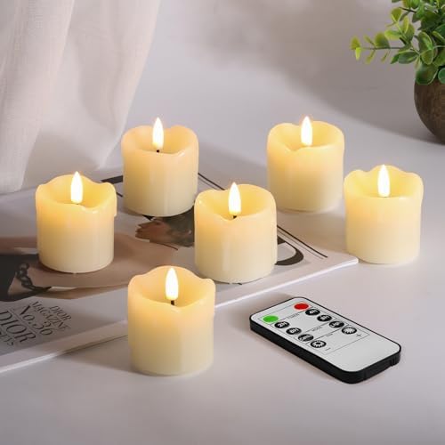 Eywamage Ivory Dripping Wax Flameless Votive Candles with Timer Batteries - Image 6