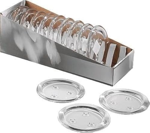 12 Pack Clear Transparent Candle Plate, Round Glass Candle Holder, Candle Holders for Pillar Glass 3" by DDRAUY