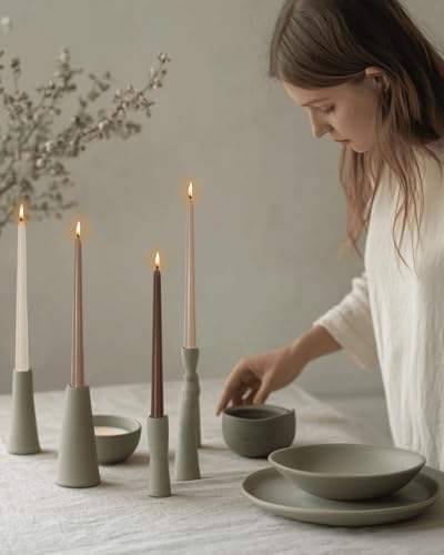 10 Inch Mocha Beige Taper Candles-Dripless Unscented Fall Tapered Candle Smokeless Candlestick Long Slow Burning 8 Hours Tall Sticks for Christmas Wedding Dinner Parties 12 Pack - Image 6