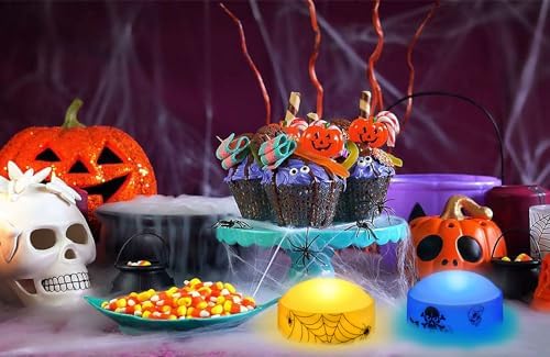2 PCS Color Changing Halloween LED Pumpkin Candle Lights with Remote and Timer, Colored Battery Operated Jack-O-Lantern Light for Outdoor Halloween Flameless Pumpkin Home Decorations - Image 2
