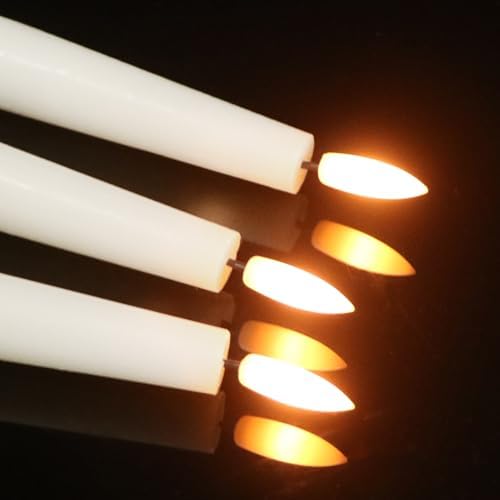 GenSwin Flameless Taper Candles with Remote, White LED Taper Candles Battery Operated, Real Wax Flameless Candlesticks with 3D Wick for Home Party Decor(Set of 3, 0.78” x 9.84”) - Image 3